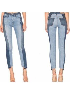 Grlfrnd Karolina High Rise Button Fly Skinny Jeans in Thunder Road